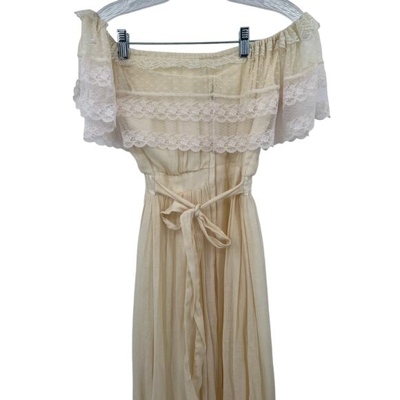 GUNNE SAX by Jessica Vintage women's cream lace boho maxi dress size 5 - Picture 6 of 10